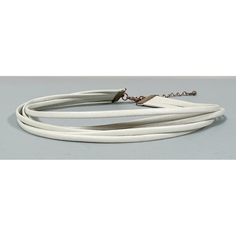 White Leather 6 Band String Necklace Choker Jewelry 🤍✨ #leather #string #choker
